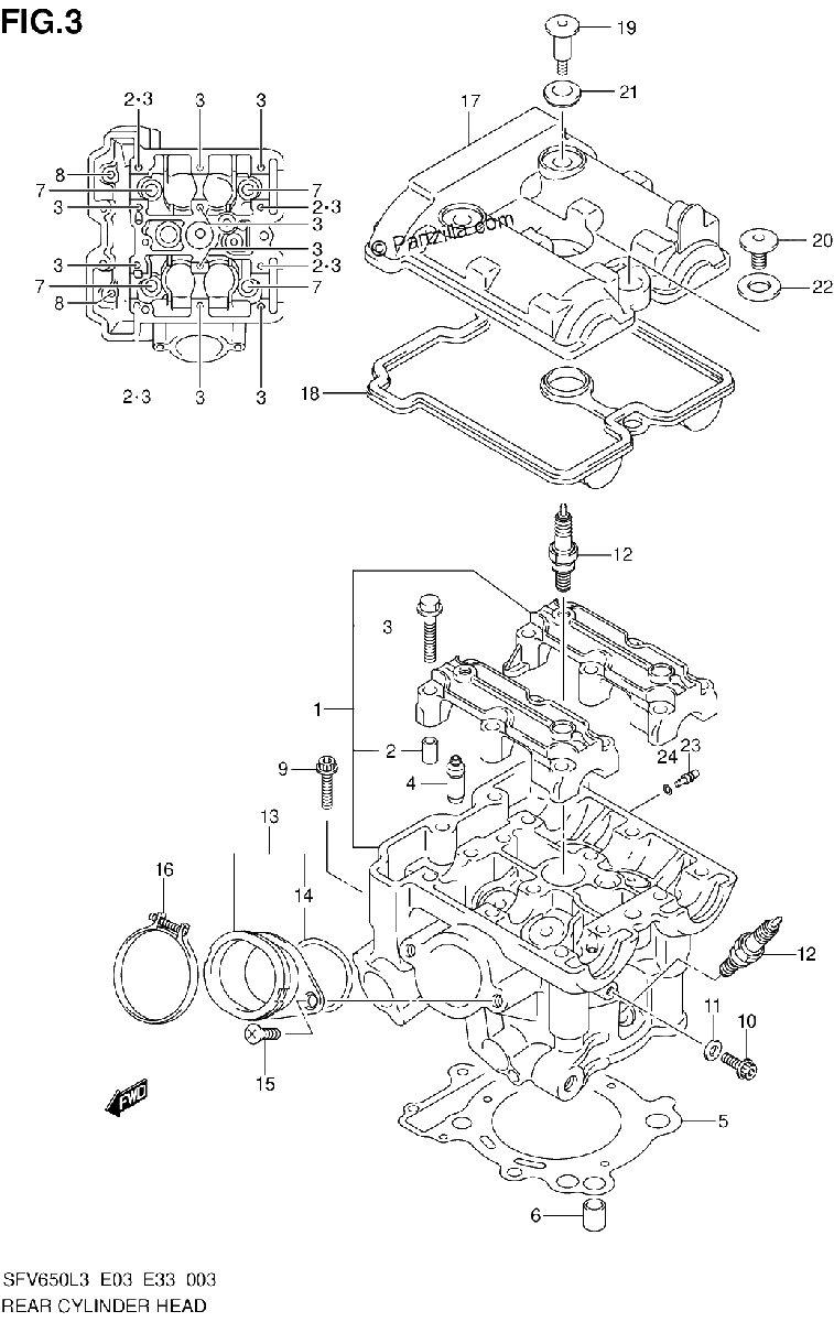 Diagrama de REAR CYLINDER HEAD