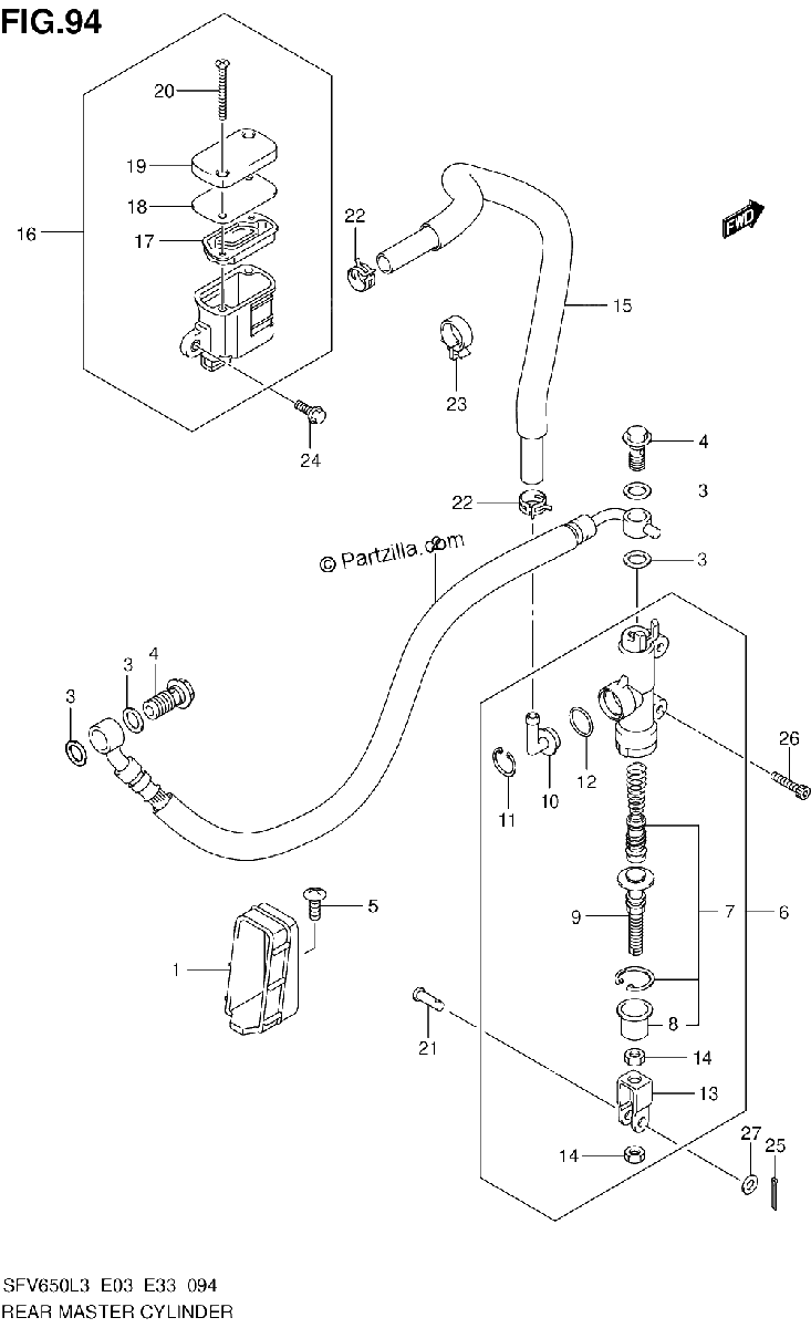 Diagrama de REAR MASTER CYLINDER SFV650L3 E03