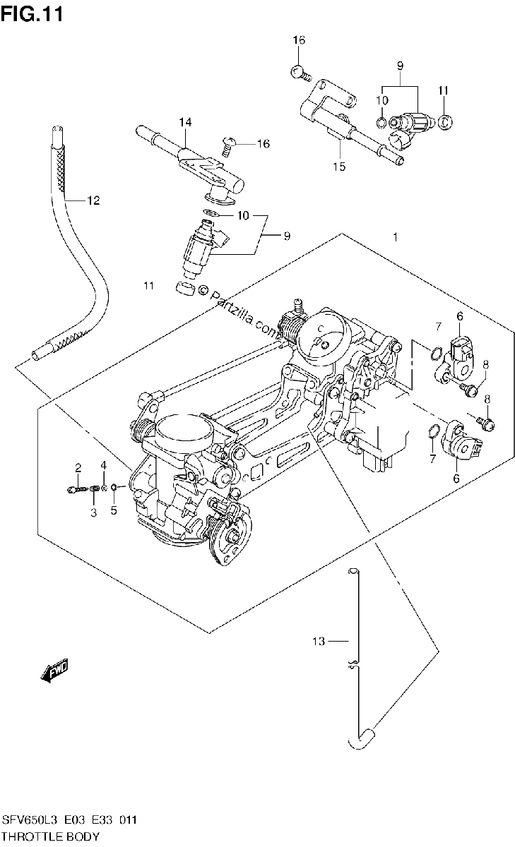 Diagrama de THROTTLE BODY SFV650L3 E03