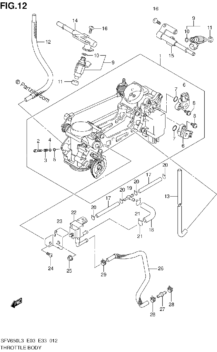 Diagrama de THROTTLE BODY SFV650L3 E33
