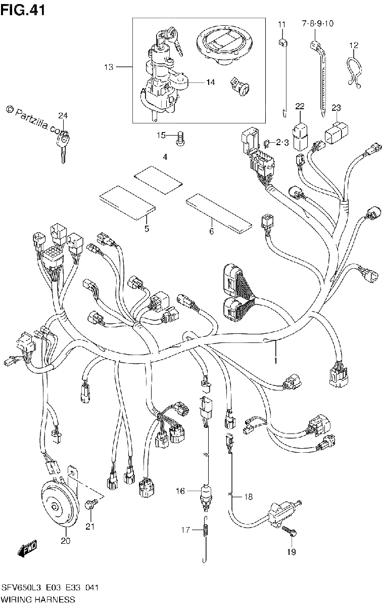 Diagrama de WIRING HARNESS SFV650L3 E03