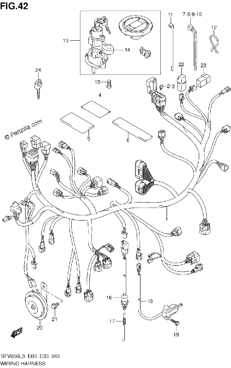 Diagrama de WIRING HARNESS SFV650L3 E33