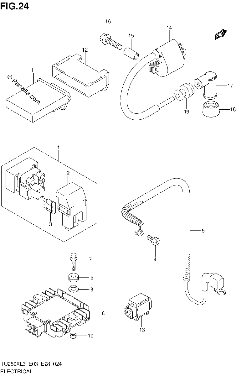 Diagrama de ELECTRICAL TU250XL3 E28