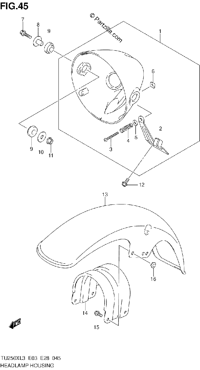 Diagrama de HEADLAMP HOUSING