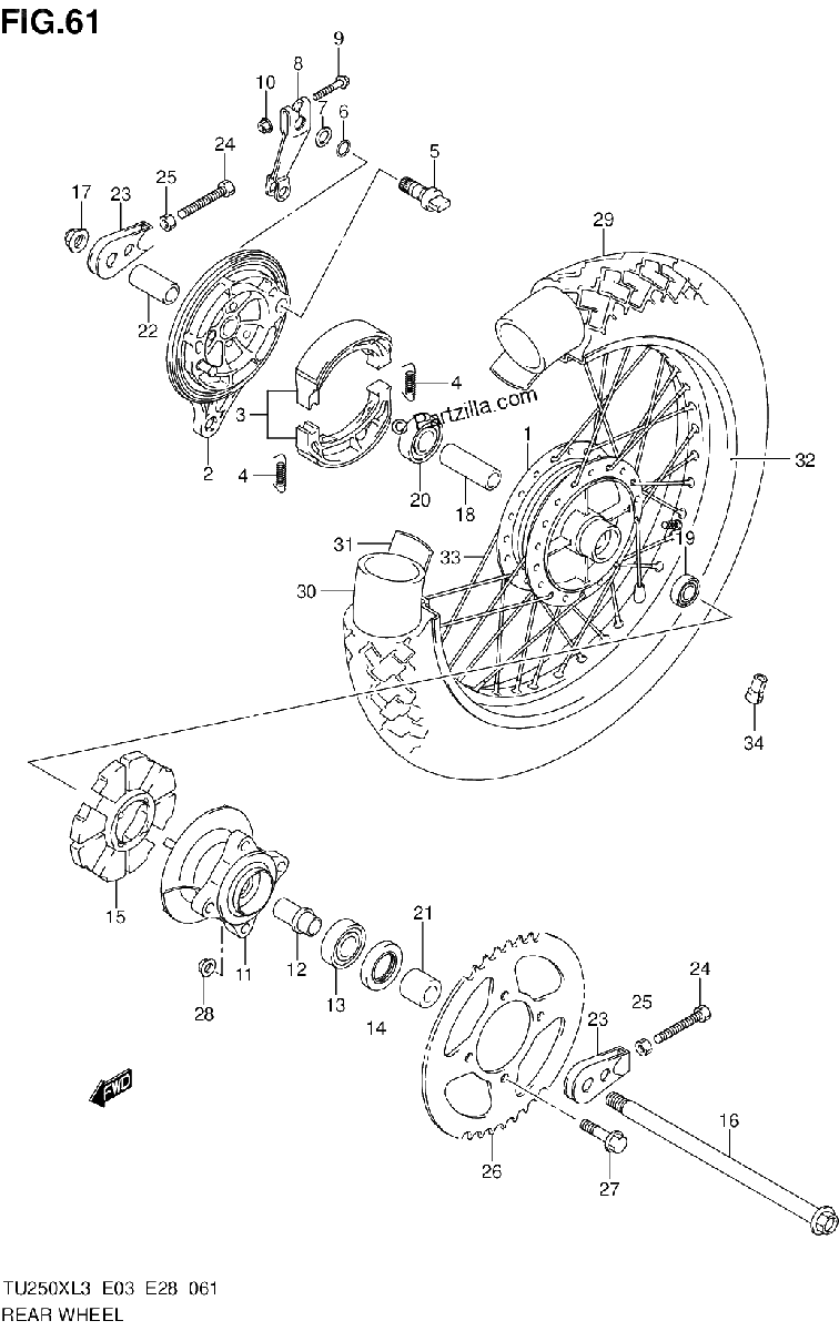 Diagrama de REAR WHEEL