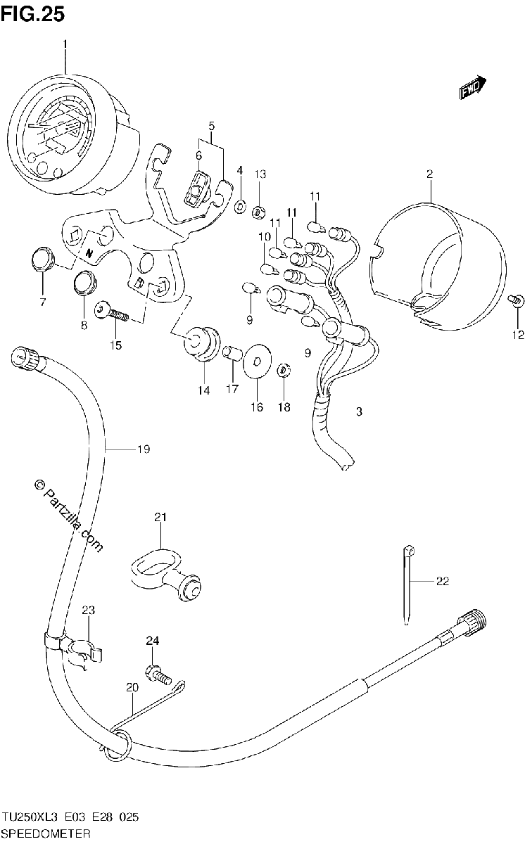 Diagrama de SPEEDOMETER TU250XL3 E03