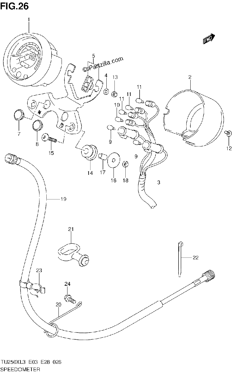 Diagrama de SPEEDOMETER TU250XL3 E28