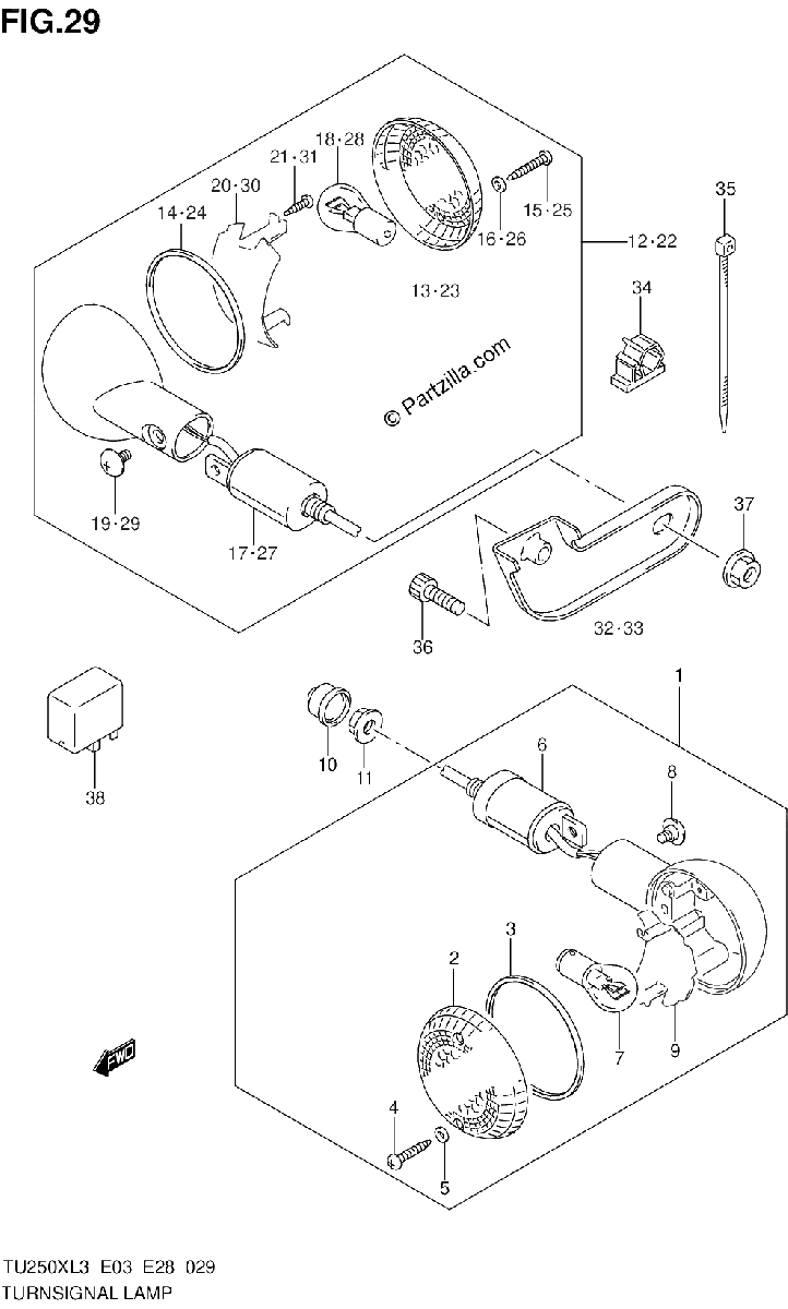 Diagrama de TURNSIGNAL LAMP TU250XL3 E03