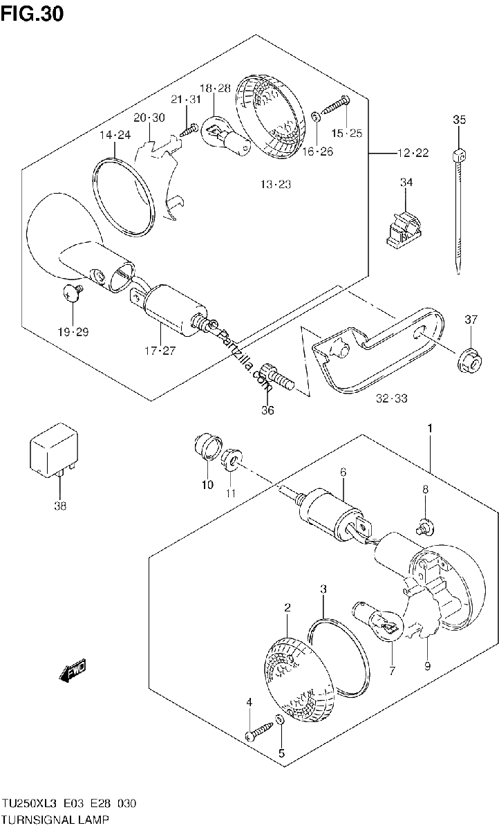 Diagrama de TURNSIGNAL LAMP TU250XL3 E28