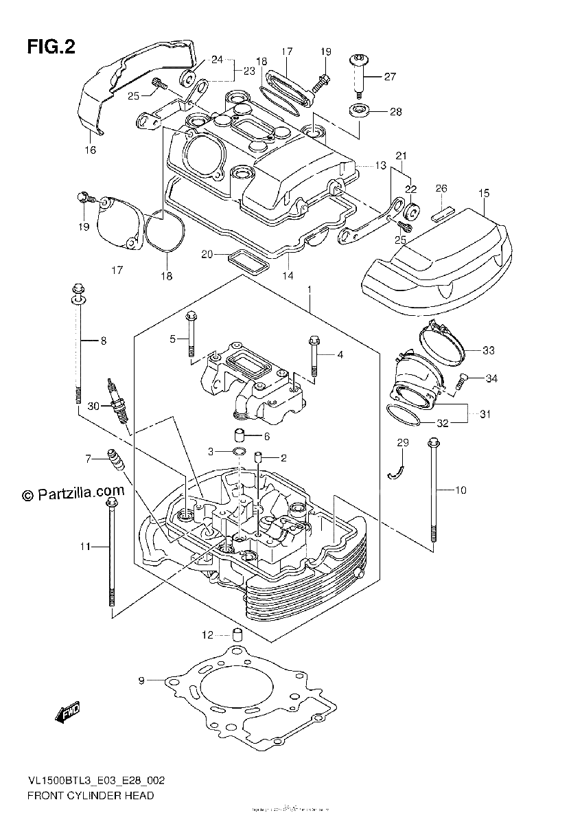 Diagrama de FRONT CYLINDER HEAD