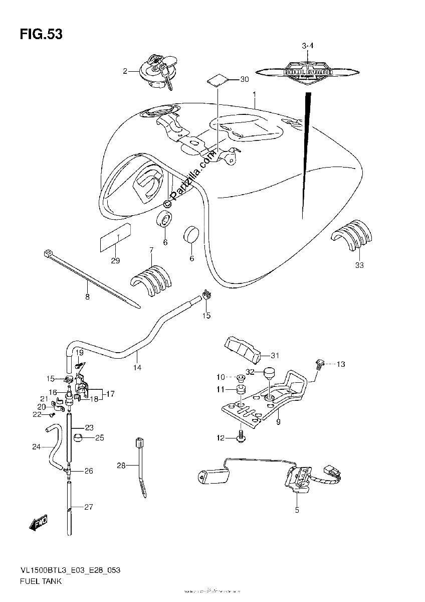 Diagrama de FUEL TANK VL1500BTL3 E28