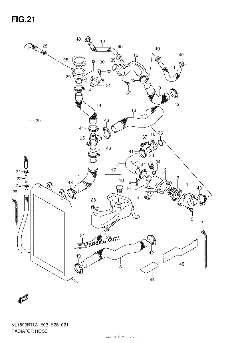 Diagrama de RADIATOR HOSE VL1500BTL3 E28