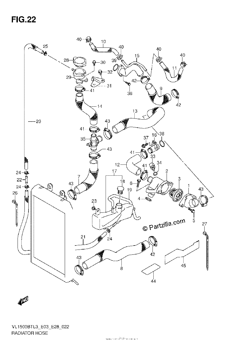 Diagrama de RADIATOR HOSE VL1500BTL3 E33