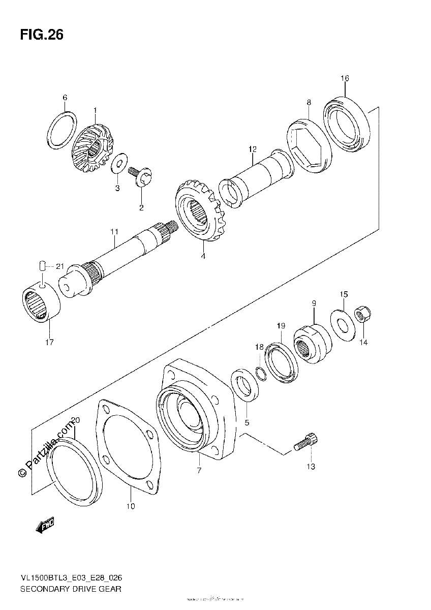Diagrama de SECONDARY DRIVE GEAR