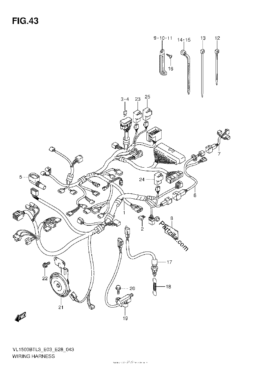 Diagrama de WIRING HARNESS VL1500BTL3 E28