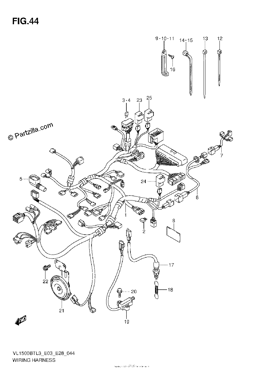 Diagrama de WIRING HARNESS VL1500BTL3 E33