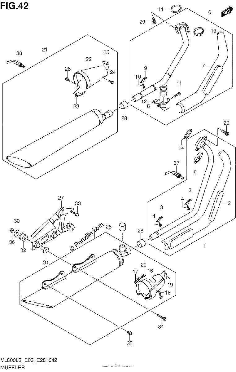 Diagrama de MUFFLER VL800CL3 E33