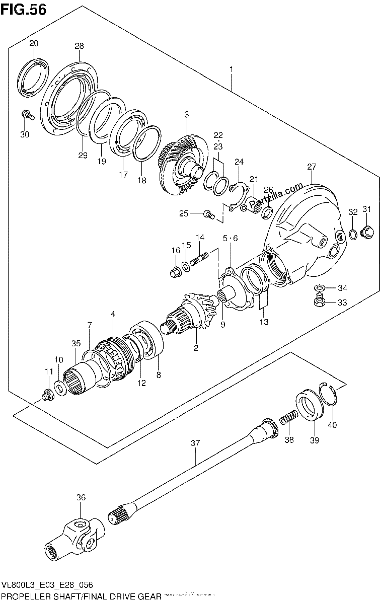 Diagrama de PROPELLER SHAFT FINAL DRIVE GEAR