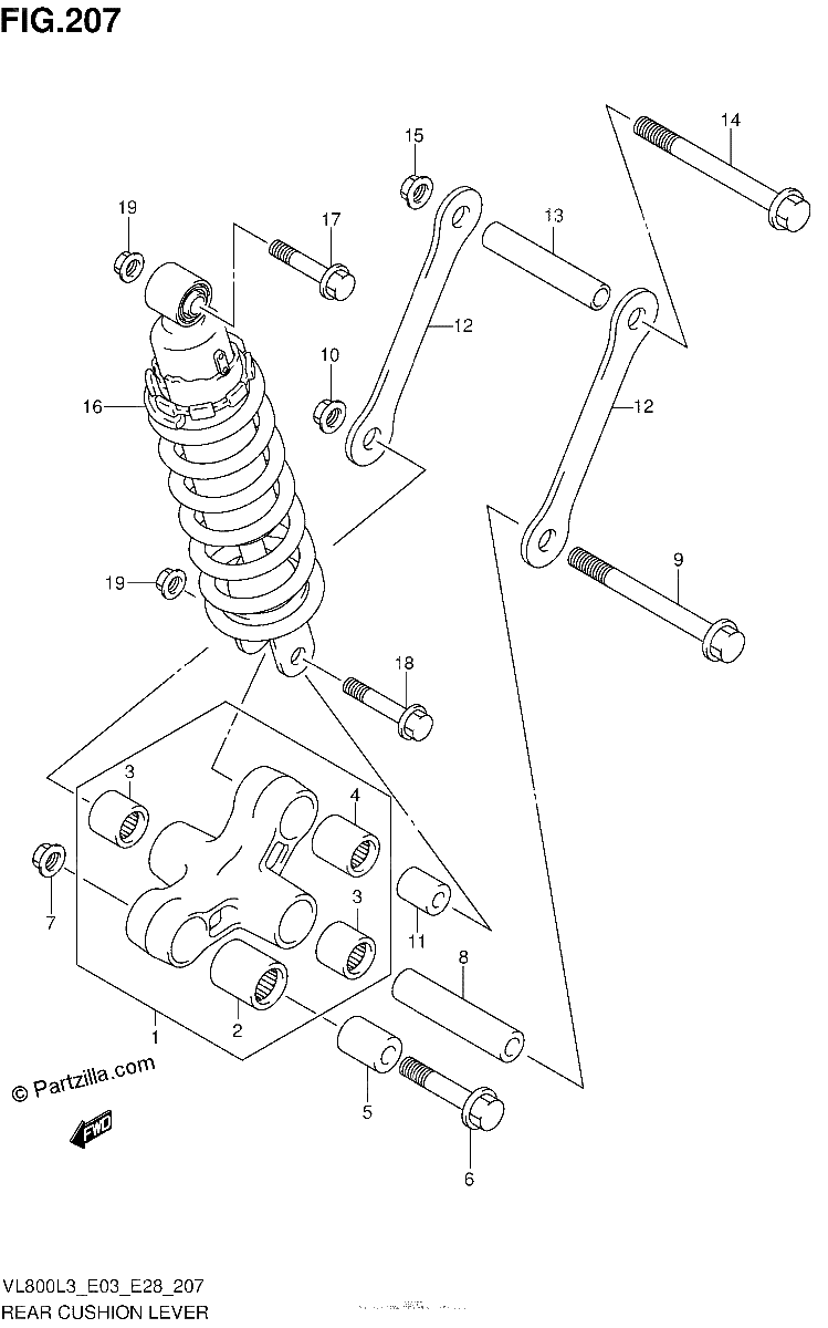 Diagrama de REAR CUSHION LEVER VL800CL3 E28