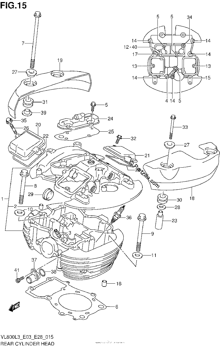 Diagrama de REAR CYLINDER HEAD VL800CL3 E28
