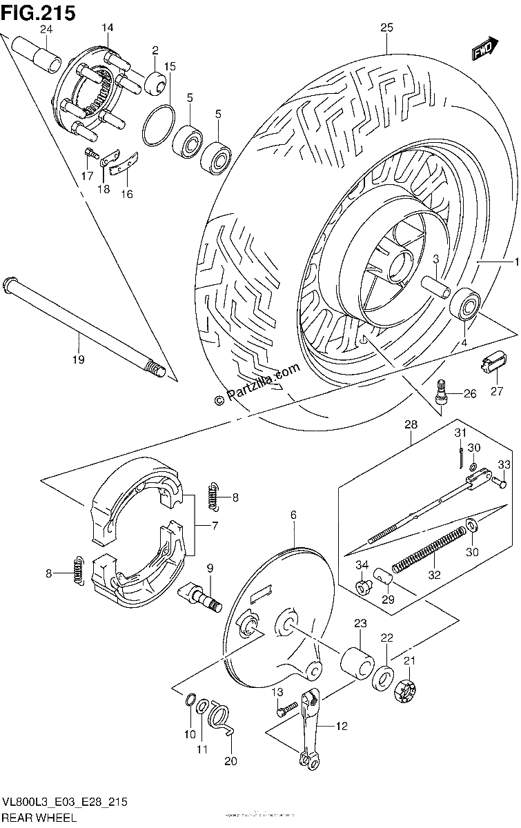 Diagrama de REAR WHEEL VL800CL3 E03