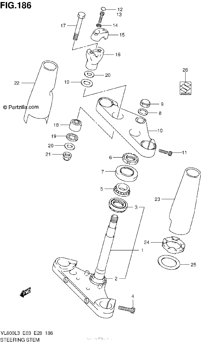 Diagrama de STEERING STEM VL800CL3 E28