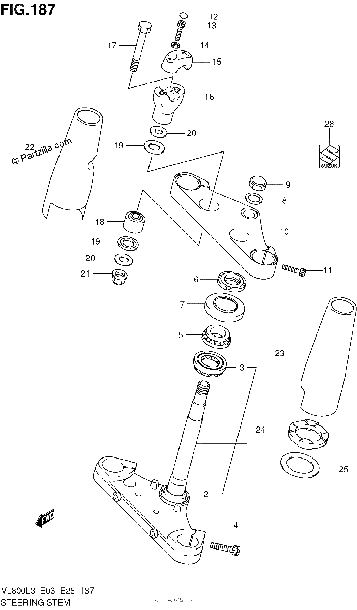Diagrama de STEERING STEM VL800CL3 E33