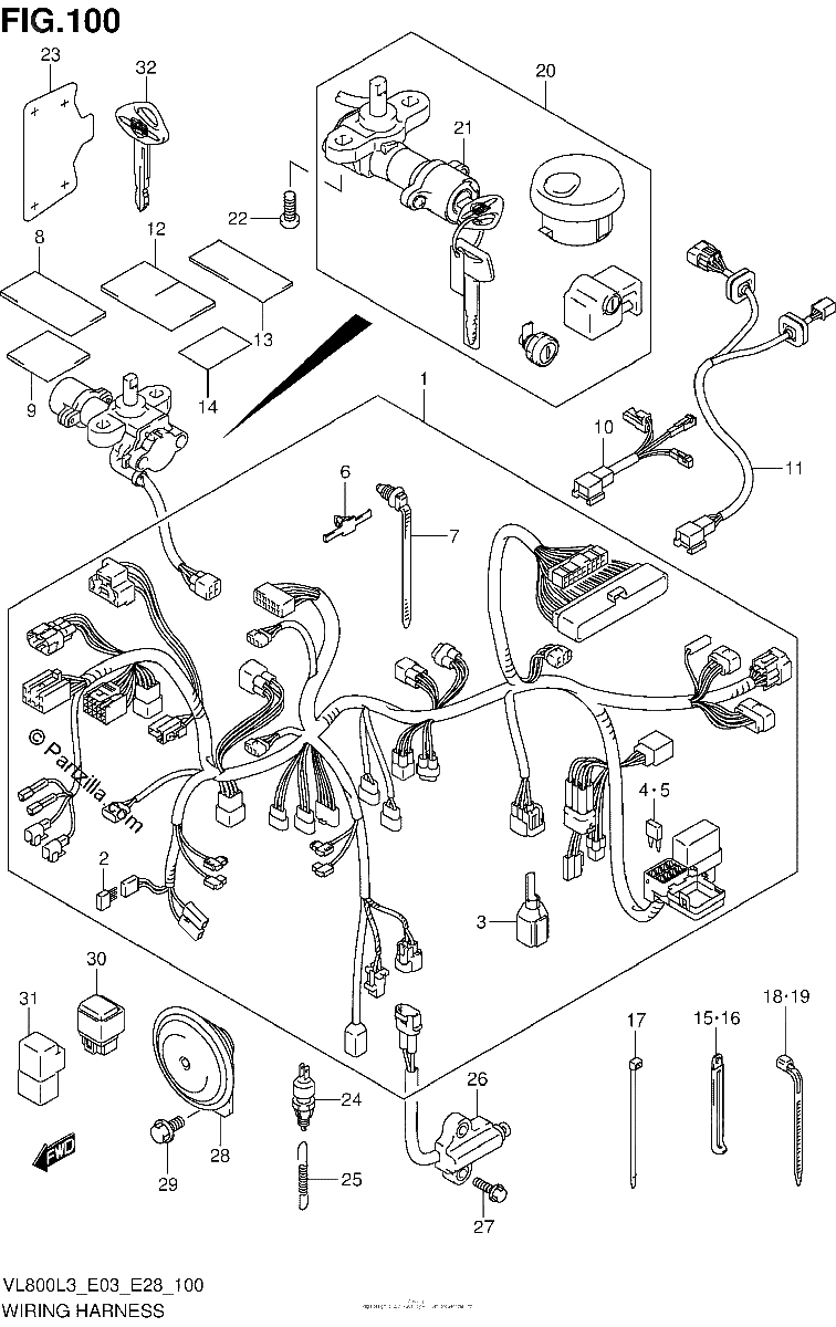 Diagrama de WIRING HARNESS VL800CL3 E03