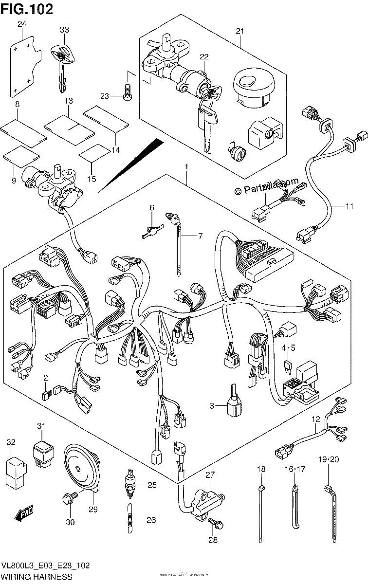 Diagrama de WIRING HARNESS VL800CL3 E33