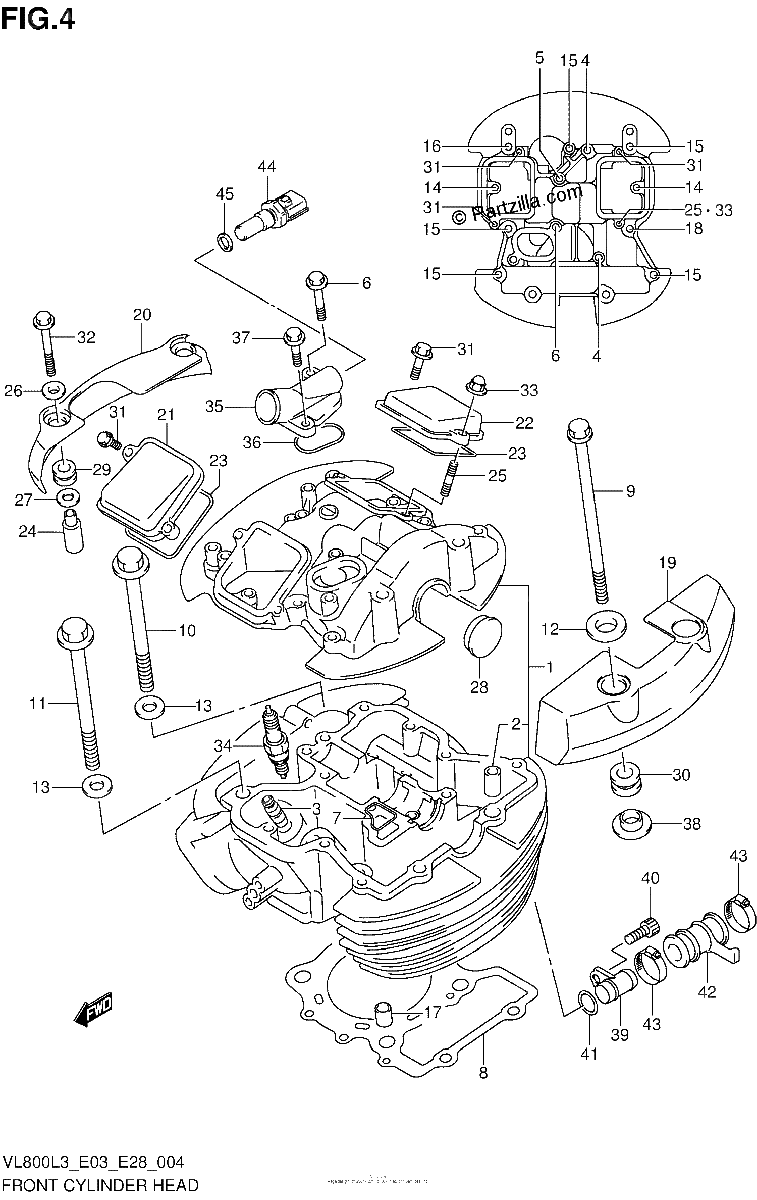 Diagrama de FRONT CYLINDER HEAD VL800L3 E33