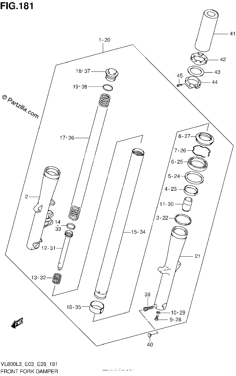 Diagrama de FRONT FORK DAMPER