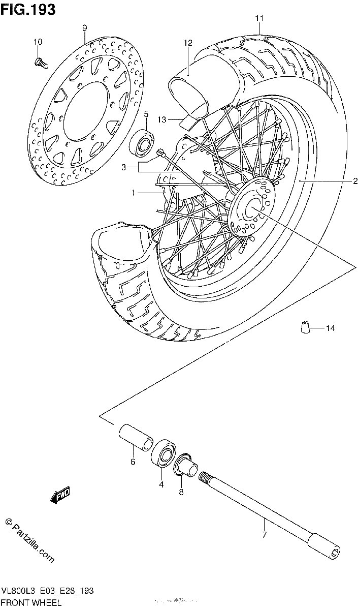 Diagrama de FRONT WHEEL VL800L3 E33