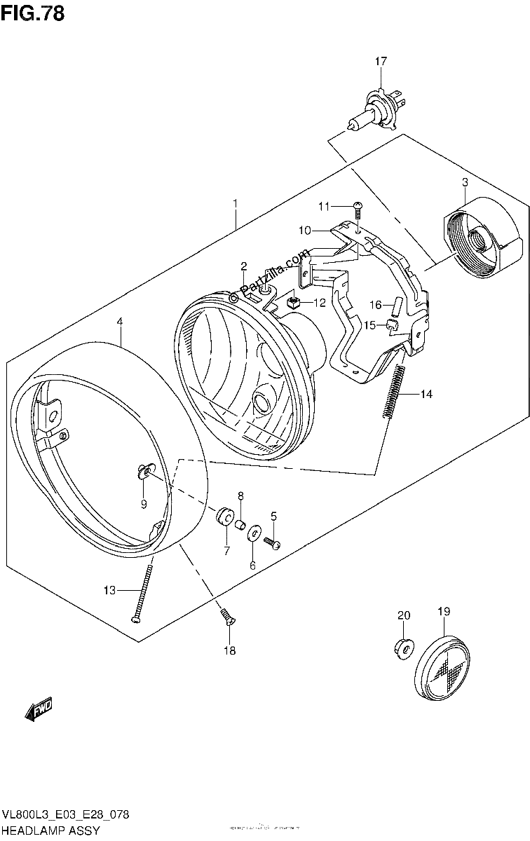 Diagrama de HEADLAMP ASSY