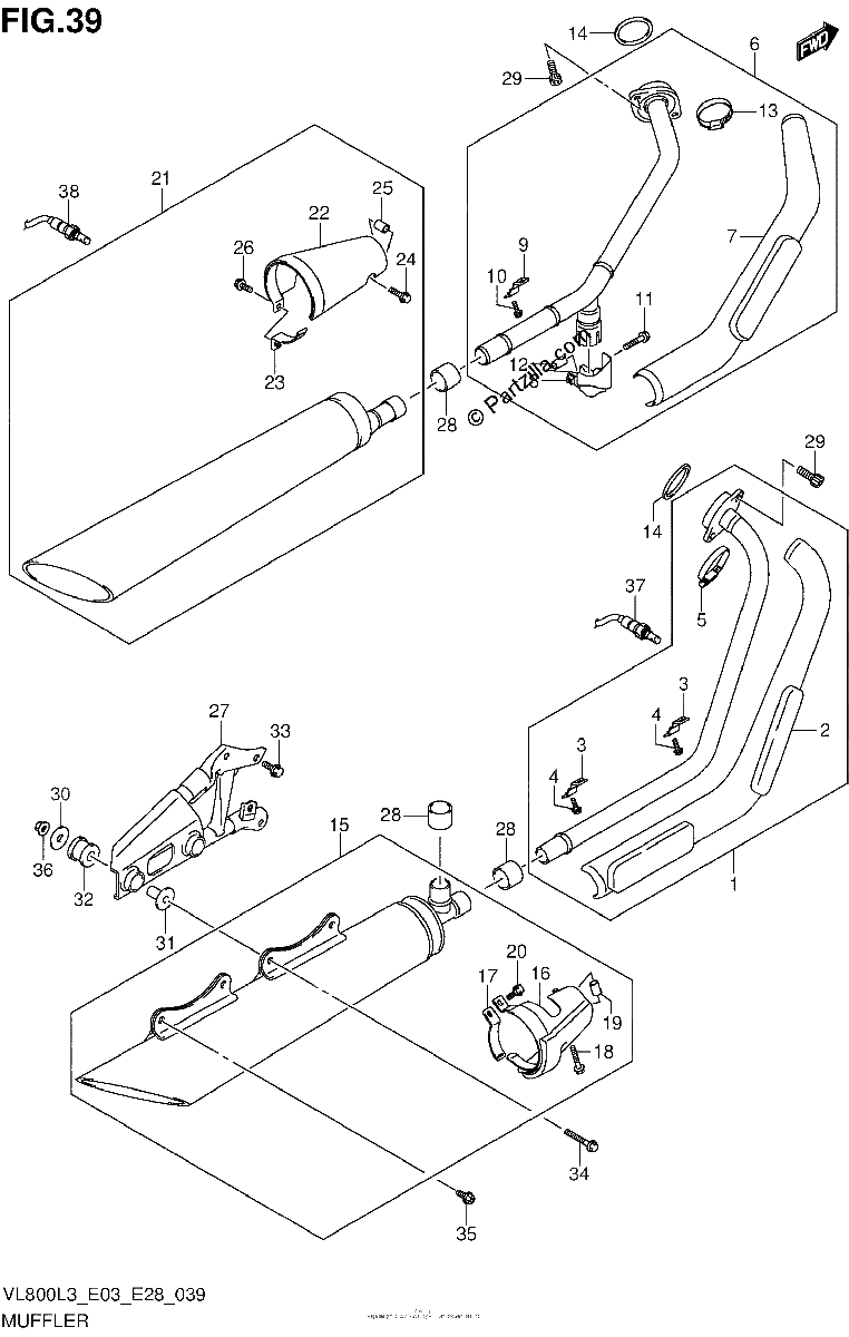 Diagrama de MUFFLER VL800L3 E33