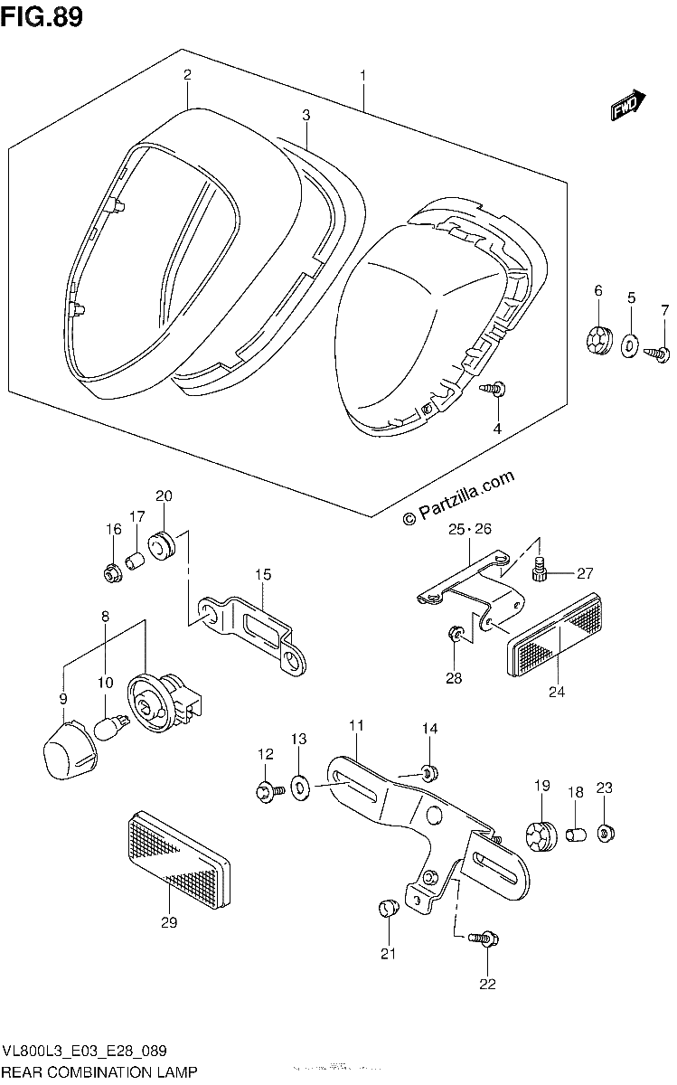 Diagrama de REAR COMBINATION LAMP VL800L3 E28