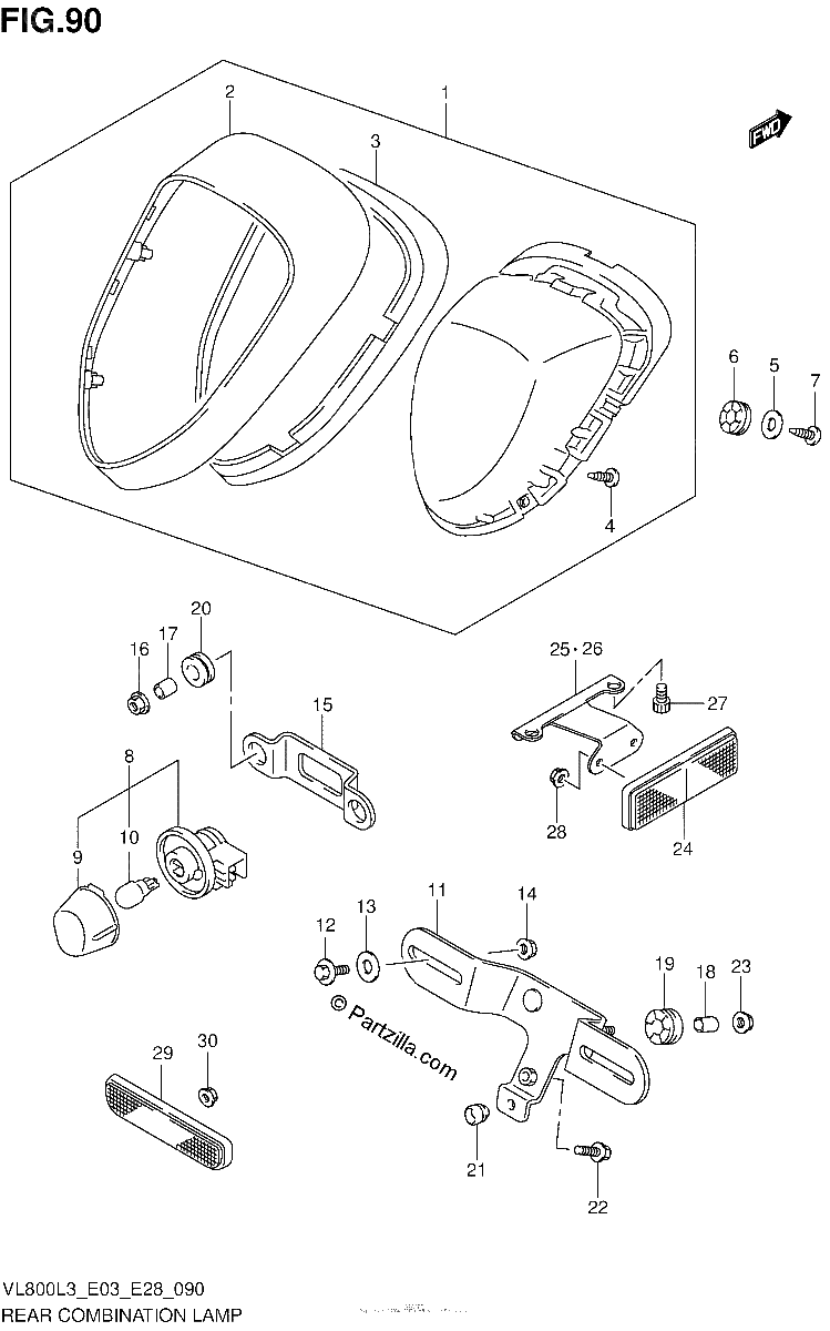 Diagrama de REAR COMBINATION LAMP VL800L3 E33