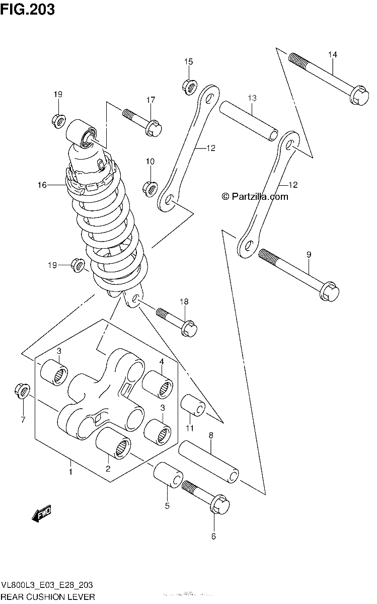 Diagrama de REAR CUSHION LEVER VL800L3 E03