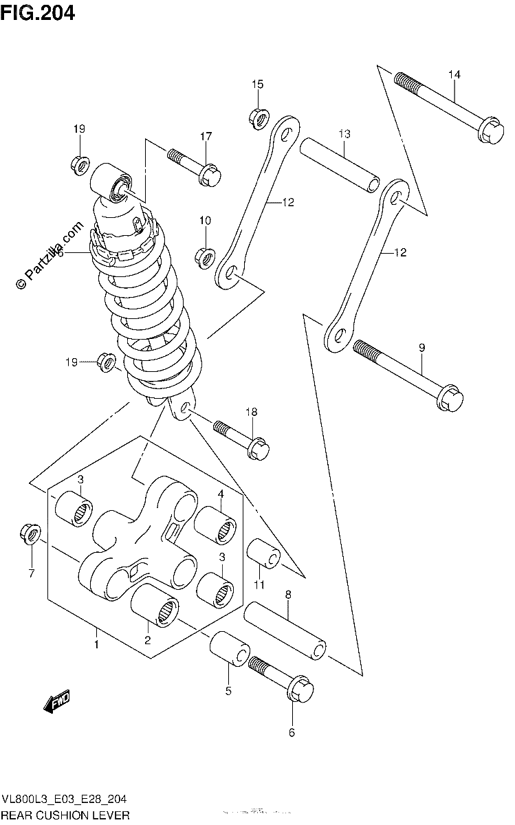 Diagrama de REAR CUSHION LEVER VL800L3 E28