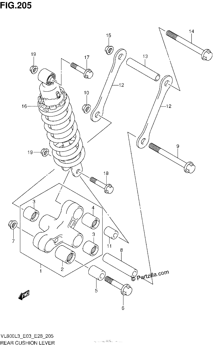 Diagrama de REAR CUSHION LEVER VL800L3 E33