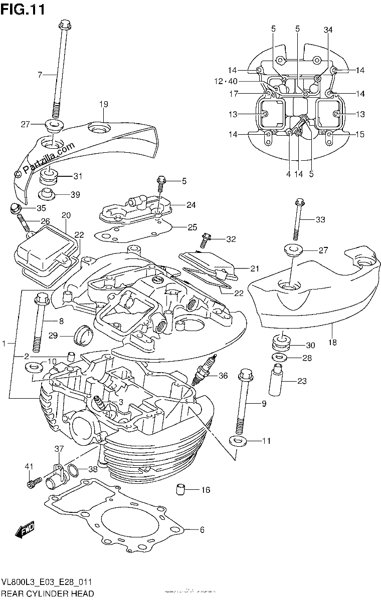Diagrama de REAR CYLINDER HEAD VL800L3 E03