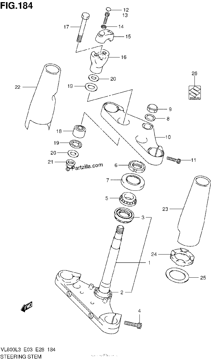 Diagrama de STEERING STEM VL800L3 E33
