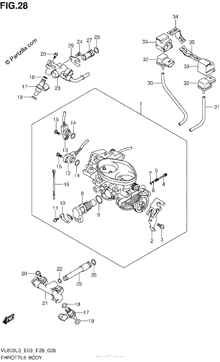 Diagrama de THROTTLE BODY VL800L3 E28