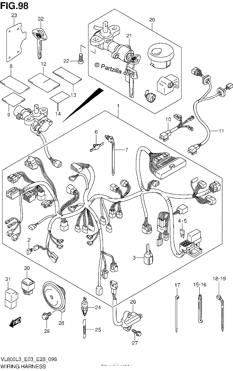 Diagrama de WIRING HARNESS VL800L3 E28