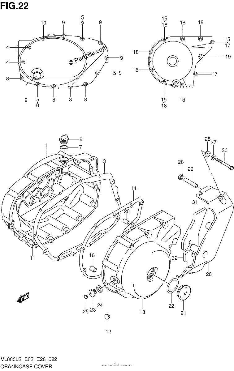 Diagrama de CRANKCASE COVER