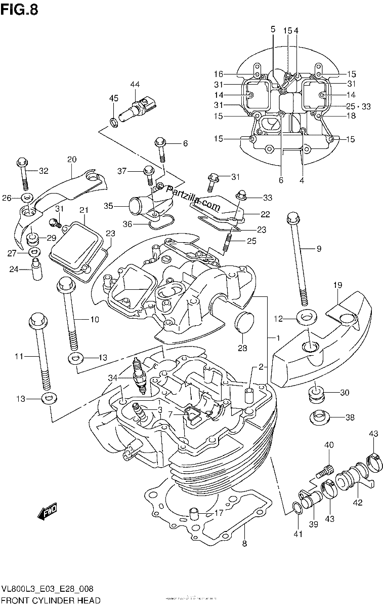 Diagrama de FRONT CYLINDER HEAD VL800TL3 E03