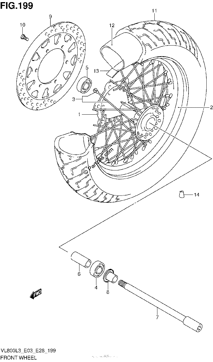 Diagrama de FRONT WHEEL VL800TL3 E33