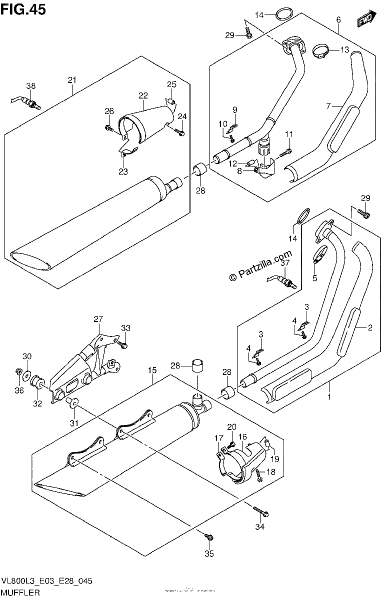 Diagrama de MUFFLER VL800TL3 E33