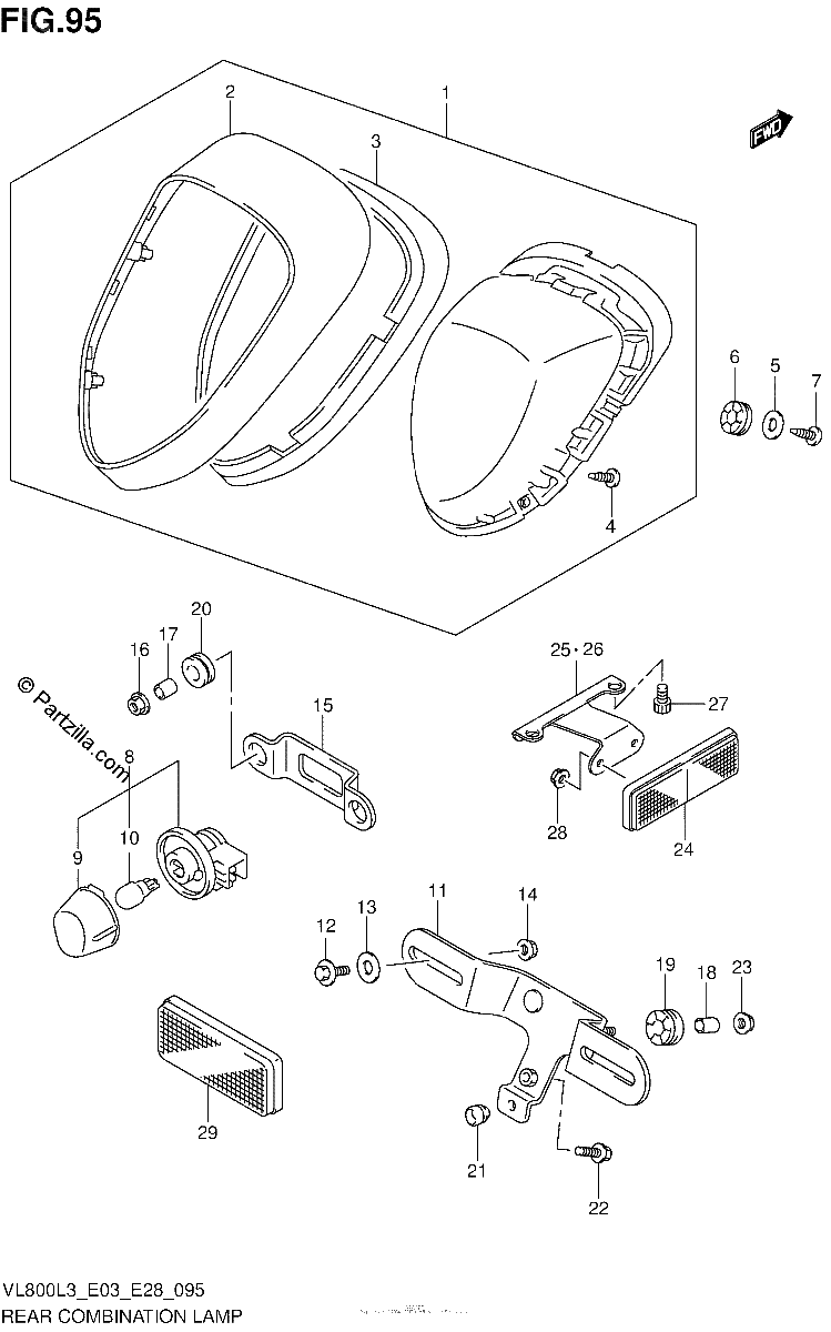Diagrama de REAR COMBINATION LAMP VL800TL3 E28