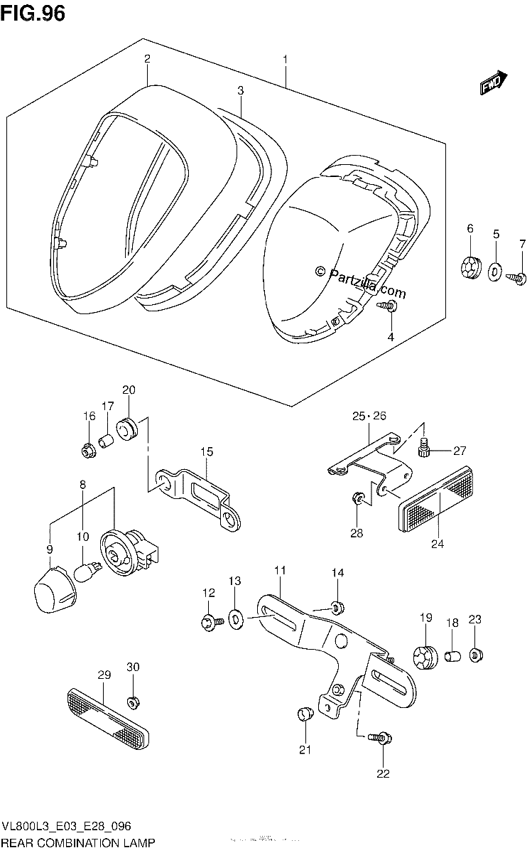 Diagrama de REAR COMBINATION LAMP VL800TL3 E33