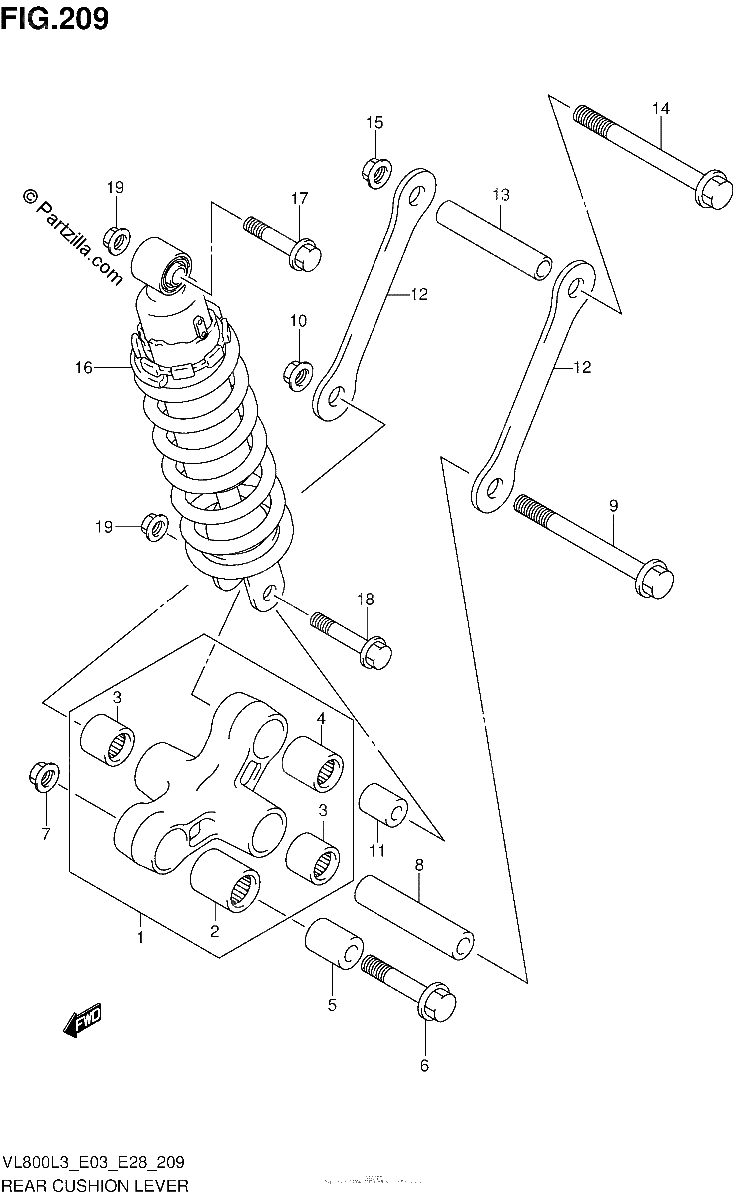 Diagrama de REAR CUSHION LEVER VL800TL3 E03